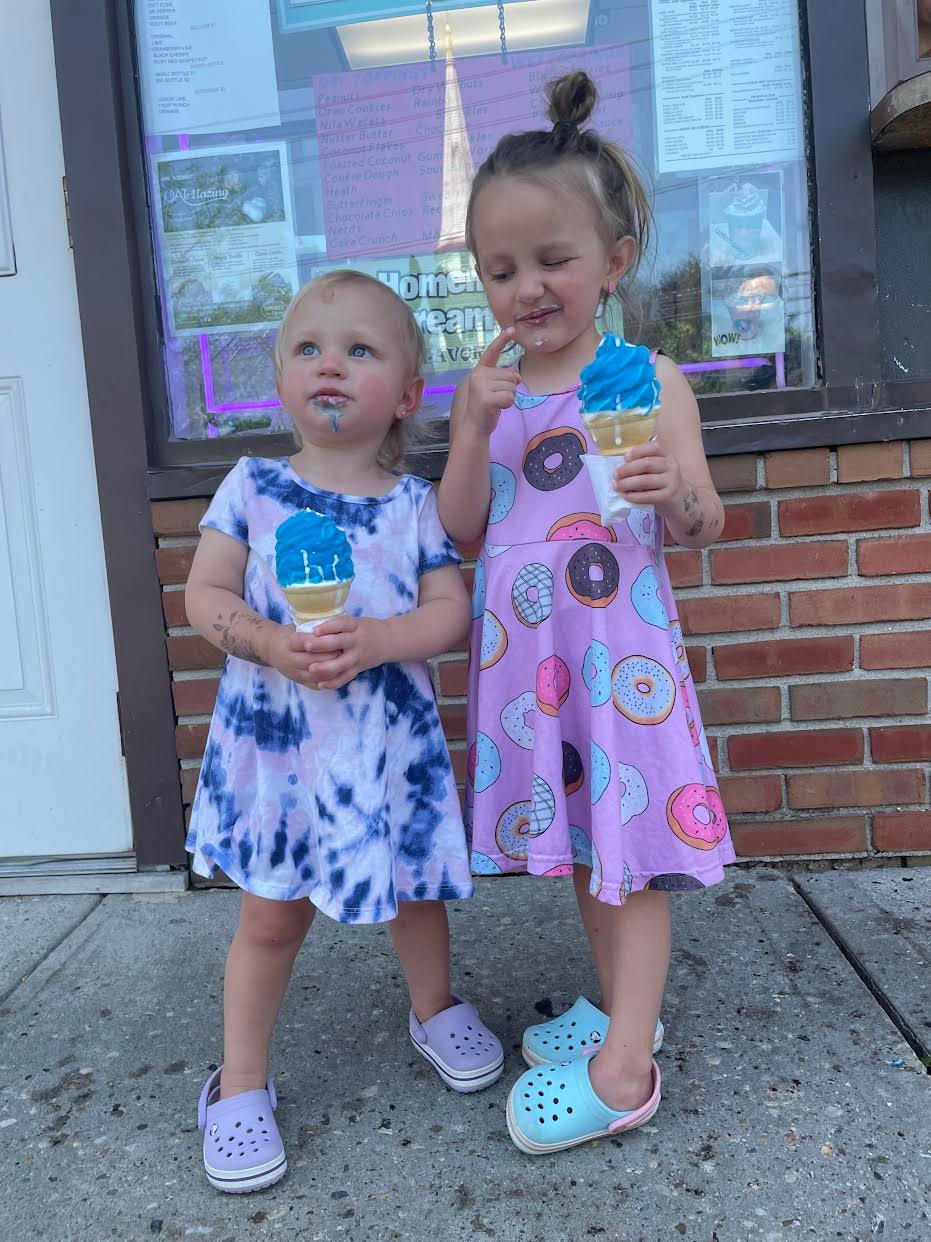 My daughters delightfully chose the blue raspberry $1.50 vanilla cone, happy to pay the extra .75 cents to get the “blue one.”